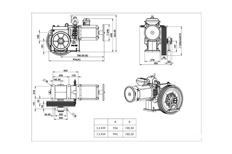 CF150-DİŞLİLİ MAKİNE MOTORU-TEKNİK ÇİZİM