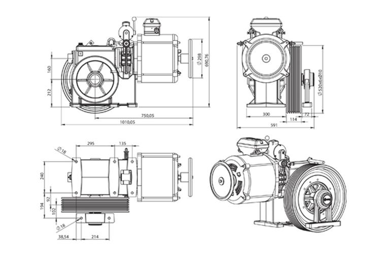 CF160-DİŞLİLİ MAKİNE MOTORU-TEKNiK RESiMX