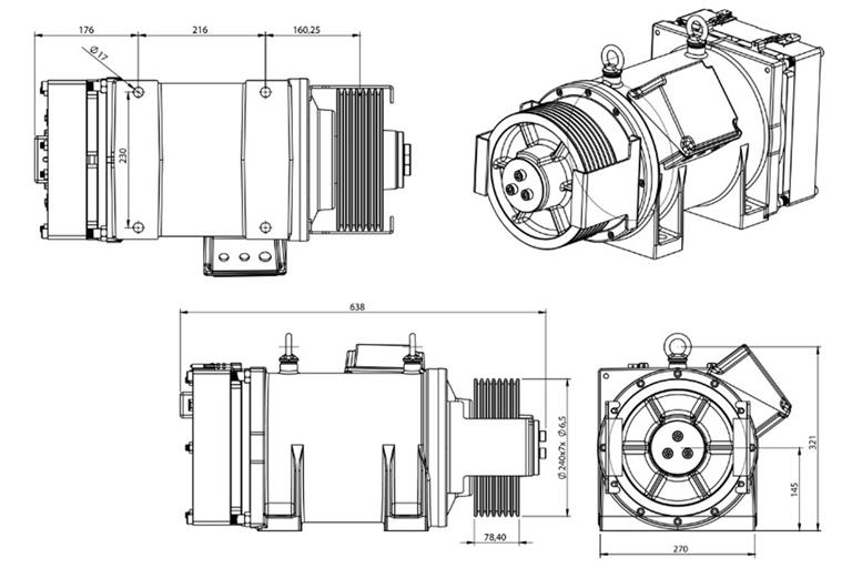 S100-DİŞLİSİZ MAKİNE MOTORU-TEKNİK ÇİZİM